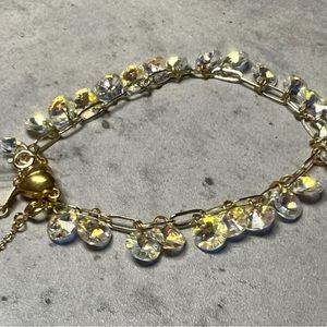 COPY - NWT 14K Gold Plated Paperclip Chain Bracelet With Swavorksi Crystal AB C…